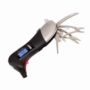 Digitale bandenspanningsmeter. Zwart, Zilver.