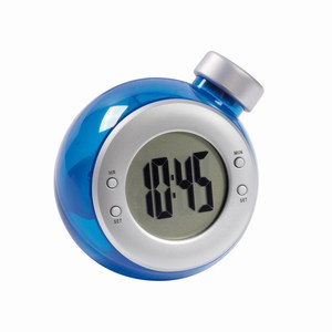 Watergestuurde digitale klok. Blauw, Zilver.