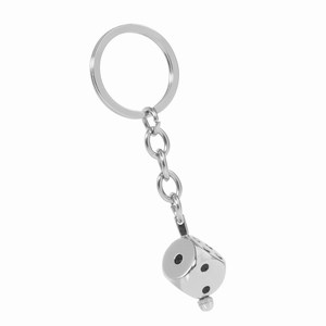 Sleutelhanger met dobbelsteen. Zilver.
