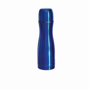 Thermosfles van roestvrij staal. Blauw.