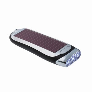 Kunststof dual-power zaklamp. Zwart, Zilver.