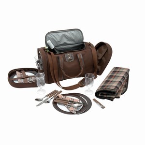 Luxe 4-persoons picknickset. Bruin.