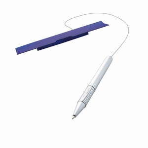 Metalen balpen. Zilver, Blauw.