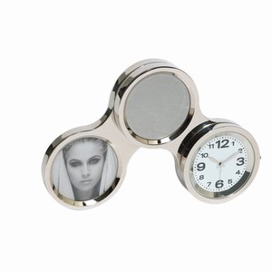 Klok en fotolijst Circle. Zilver.