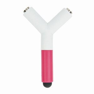 Koptelefoon splitter en touch pen, roze