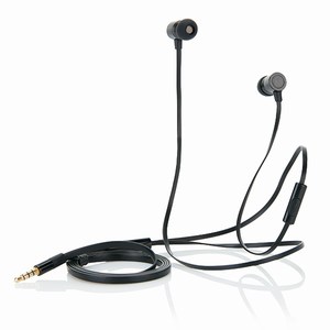In-ear oordopjes met platte kabel, zwart