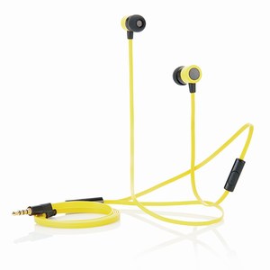 In-ear oordopjes met platte kabel, geel