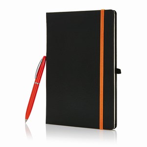 Notitieboek giftset zwart oranje