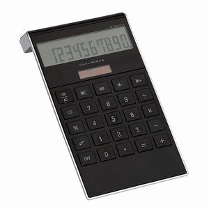 Elegant vormgegeven dual-power calculator Dotty Matrix, zwart
